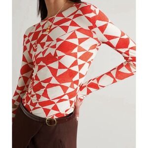 Preen by Thornton Bregazzi Red White Cleo Cutout Top Medium‎ M